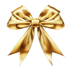 Shiny Gold Bow for Festive Adornments on Transparent Background 