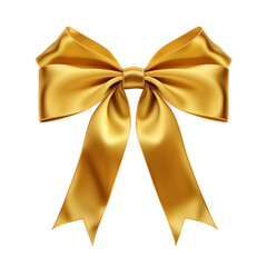 Isolated Gold Bow on transparent background: Festive Decoration for Gifts  - 768398619