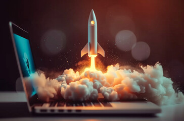 Cyber Rocket Launch: Business Innovation from Laptop  - 768398805