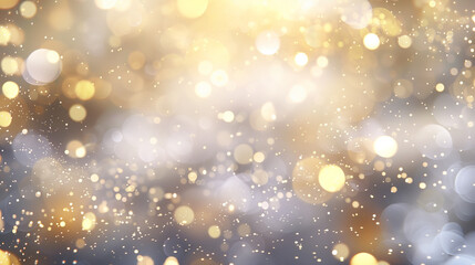 Golden Holiday Glow Particles - for Festive Web Design and Gift Wrapping. Bokeh Background.