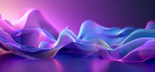 Lively Neon Wave Design: Pink and Lilac Illumination. Abstract  Background. - 768398887