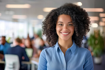 Cheerful African American Entrepreneur - Woman in Office