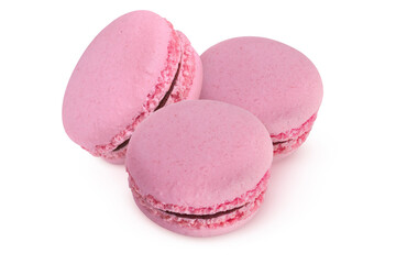 Pink macarons on isolated white background.