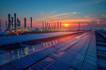 Factories Aglow with Solar Energy: A Progressive Shift at Dusk