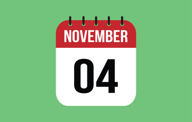 4 November Calendar. November Calendar Vector Illustration.