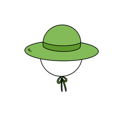 A cartoon hat with a green band around it