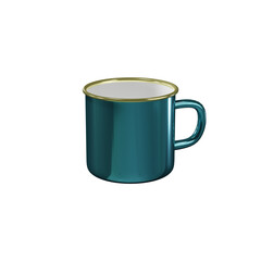 Enamel Mug Mockup on White Background and Isolated