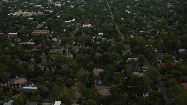 Tilt Up Aerial View of Salt Lake City Downtown During Summer