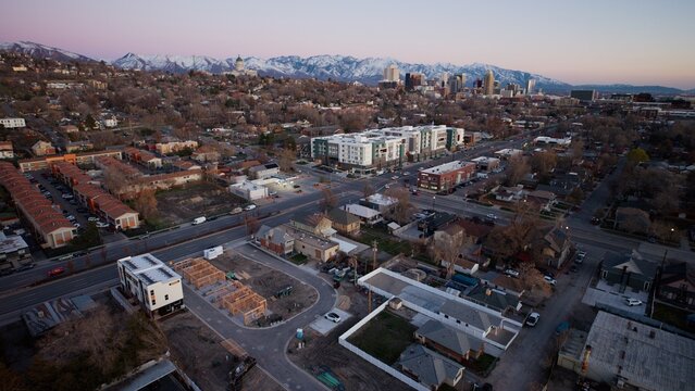 View of Salt Lake City with Utah Capitol at Dusk 