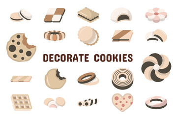 Decorate Cookies Flat Vector Illustration Icon Sticker Set Design Materials