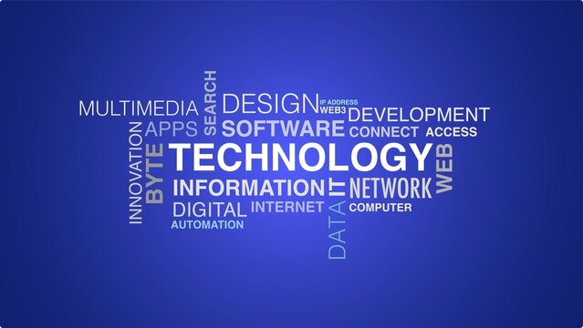Image of technology word cloud blue background