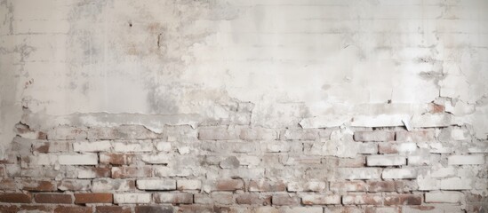 A brick wall standing with a fresh coat of white and brown paint covering its surface