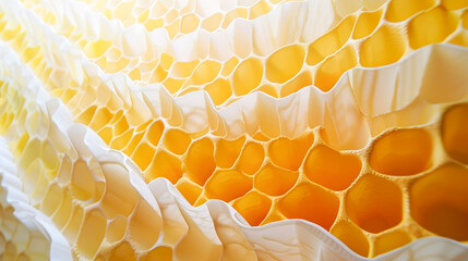 Abstract Honeycomb Sculpture in Light Orange and White