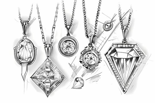 Hip-hop pendant design drawings, including gem hole positions, diamond size, overall size, and weight