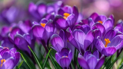  Stunning purple crocus flowers in full bloom, heralding the arrival of spring © Veniamin Kraskov