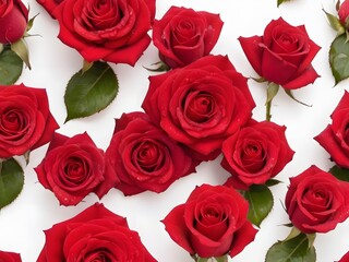 Obraz premium Red Roses Bouquet on White Background