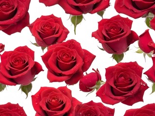 Red Roses Bouquet on White Background