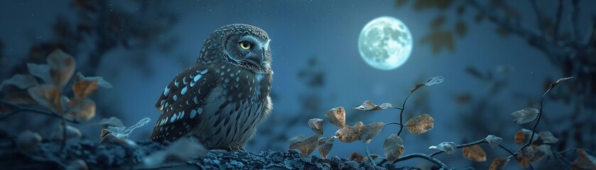 Owls as nighttime photographers - obrazy, fototapety, plakaty