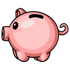 Piggy Bank Pig Cartoon Doodle Art Drawing Vector Illustration
