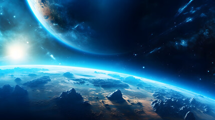 Digital technology universe earth abstract graphic poster web page PPT background with generative