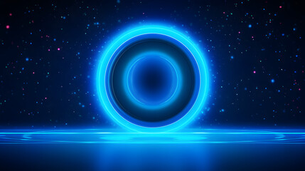 Obraz premium Digital technology three-dimensional ring light base abstract graphic poster web page PPT background with generative