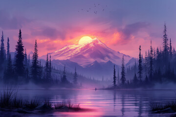 The world famous pastel mountains cape of Mount Rainier