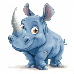 Fototapeta premium Cute Funny Cartoon Rhino, Illustration for Children Book, Generative AI