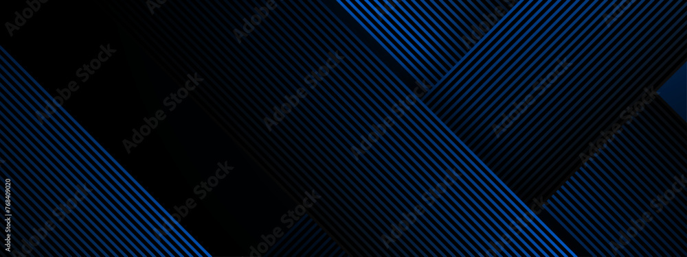 Wall mural blue and black vector 3d technology futuristic glow with line shapes banner
