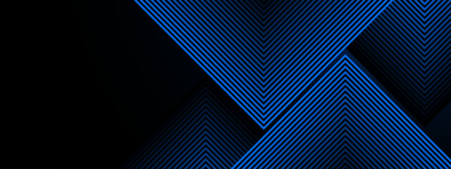 Blue and black vector 3d futuristic tech glow and shinning line simple modern abstract banner