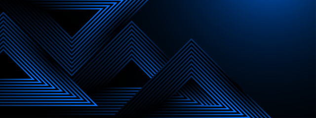 Blue and black vector abstract modern and simple banner with glow 3D futuristic line