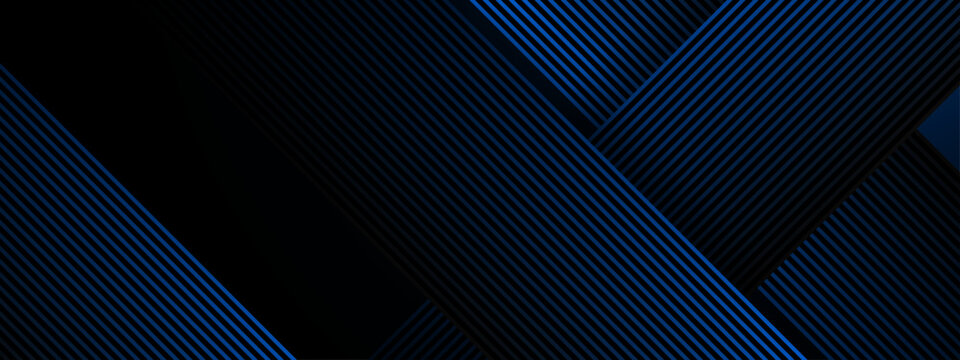 Blue and black vector 3D technology futuristic glow with line shapes banner