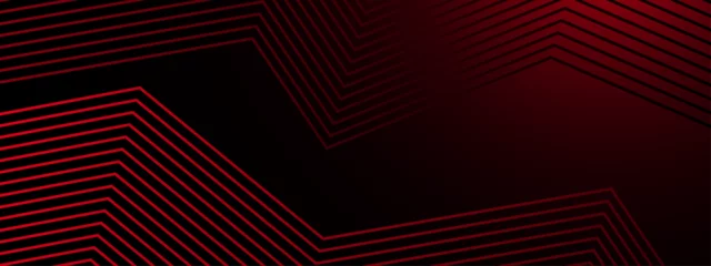 Gartenposter Red and black vector 3D abstract line modern tech futuristic glow banner © Salman