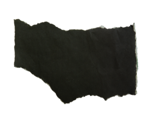Torn black paper on white background