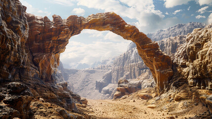 Majestic Natural Arch Formation in the Desert Sands - obrazy, fototapety, plakaty