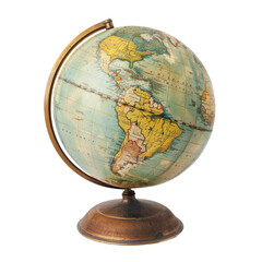Old earth globe isolated on transparent background, cut out, png, education, school, study