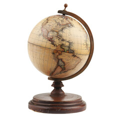 Brown vintage earth globe isolated on transparent background, cut out, png, education, school, study