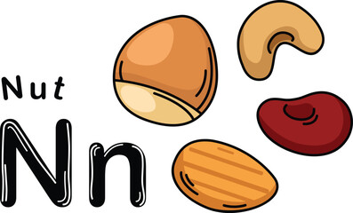 Illustration Isolated Alphabet Letter N-Nut