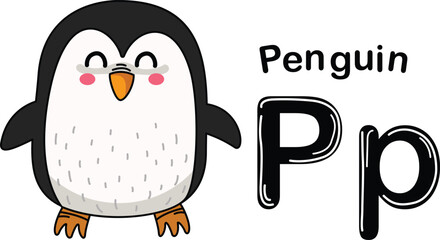 Illustration Isolated Animal Alphabet Letter P-penguin