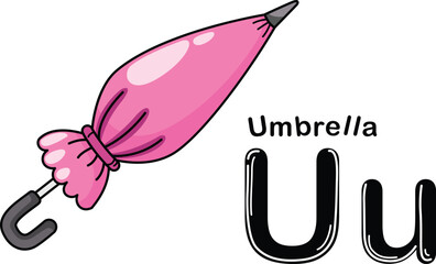 Illustration Isolated Alphabet Letter U-Umbrella