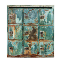 Rusted old cabinet isolated on transparent background, cut out, png, locker