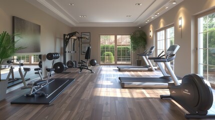 a home gym area where household members partake in different forms of exercise and fitness routines, reflecting their commitment to physical well-being.
