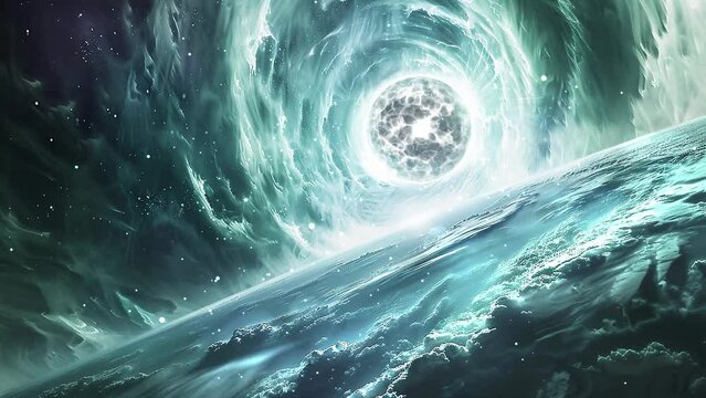 space science background. cinematic shot interstellar anomaly emerges amidst. seamless looping overlay 4k virtual video animation background