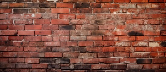 A sturdy brick wall covered entirely with numerous red bricks, creating a strong and solid structure