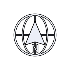 Compass Icon. Instrument Containing Magnetized Pointer Which Shows Direction of Magnetic North. Orientation Symbol - Vector.