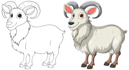 Vector illustration of a ram, colored and outlined