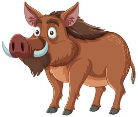 Colorful vector illustration of a smiling wild boar