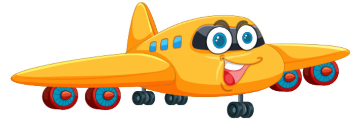 Colorful animated airplane with a cheerful expression