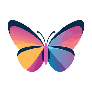 Butterfly design over white background with gradient wings