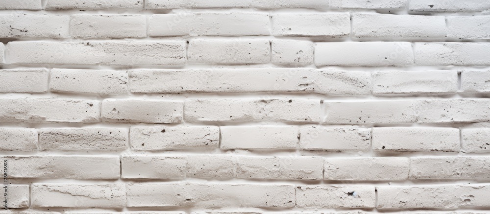 Poster a detailed view of a beige brick wall showcasing the intricate patterns and rectangular shapes of th