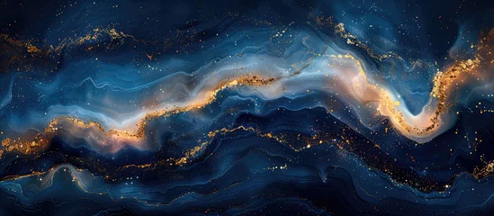 Fotobehang A digital art piece depicting the night sky with swirling nebulae and stars, rendered in the style of an abstract style. Created with Ai © AllAbout
